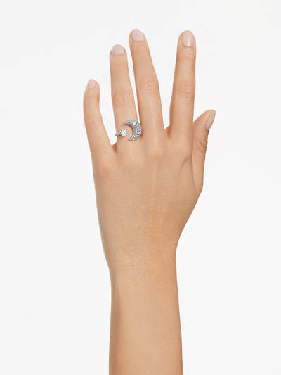 Luna Open Moon White Rhodium Plated Ring