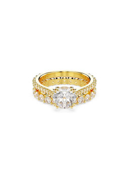 SWAROVSKI - Stilla Round Cut White Gold-Tone Plated Rings (Pack of 2)