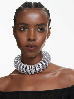 SWAROVSKI - White Constella Round Cut Rhodium Plated Choker
