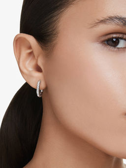 SWAROVSKI - White Dextera Octagon Shape Round Cut Rhodium Plated Earrings