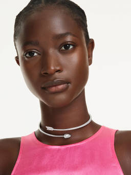 SWAROVSKI - White Idyllian Mixed Cuts Arrow Rhodium Plated Necklace