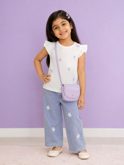 Mi Arcus - Solid Lavender Shimmer Flap Mini Sling Bag