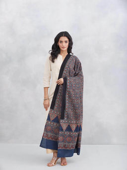 Fabindia - Women Blue Cotton Ajrakh Printed Dupatta