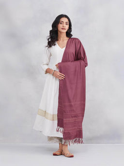 Fabindia - Women Pink Viscose Silk Blend Hand Woven Dupatta