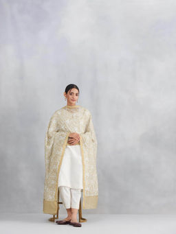 Fabindia - Women Beige Cotton Silk Blend Hand Block Printed Dupatta