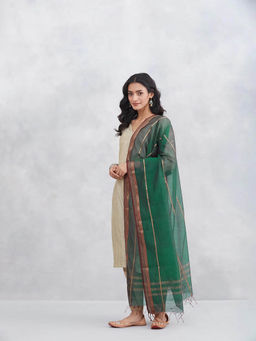 Fabindia - Women Green Cotton Silk Blend Dupatta
