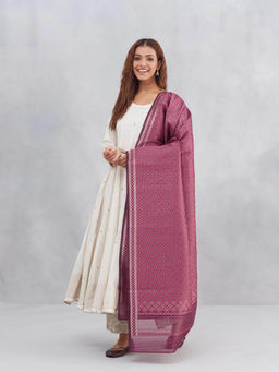 Fabindia - Women Purple Cotton Silk Blend Banarsi Dupatta