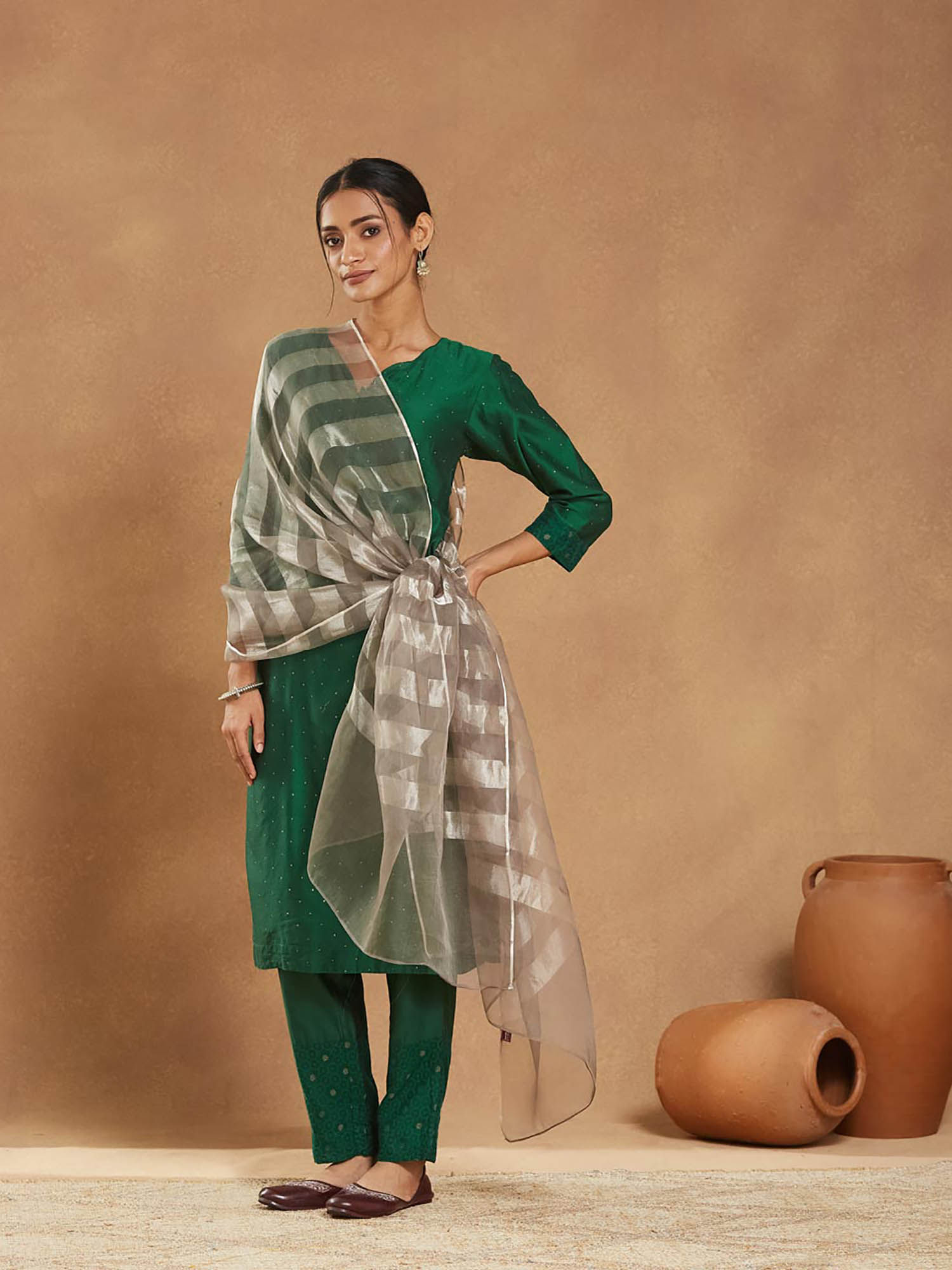 fabindia Women Grey Silk Blend Dupatta-picture-15