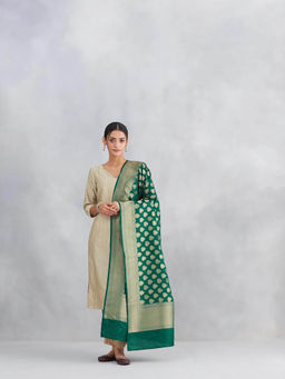 Fabindia - Women Green Silk Blend Banarsi Dupatta