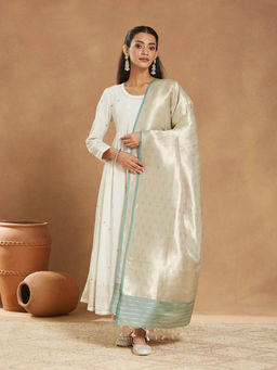 Fabindia - Women Gold Cotton Silk Blend Banarsi Dupatta