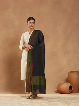 Fabindia - Women Black Cotton Hand Woven Dupatta