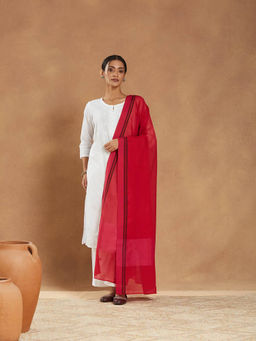 Fabindia - Women Red Cotton Hand Woven Dupatta