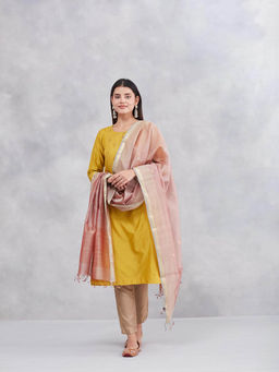 Fabindia - Women Pink Cotton Silk Blend Dupatta