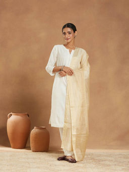 Fabindia - Women Gold Cotton Silk Blend Dupatta