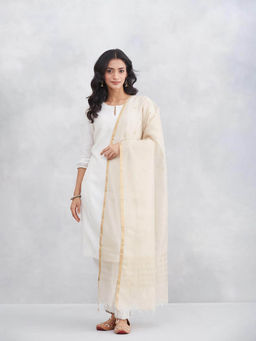 Fabindia - Women Beige Cotton Silk Blend Dupatta