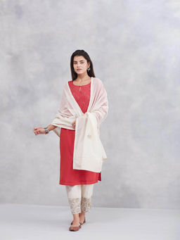 Fabindia - Women Off White Cotton Silk Dupatta