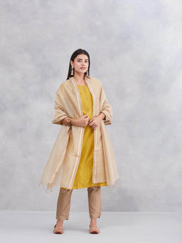 Fabindia - Women Beige Cotton Silk Blend Dupatta