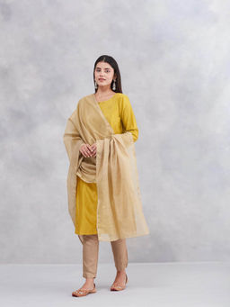 Fabindia - Women Beige Cotton Silk Blend Dupatta