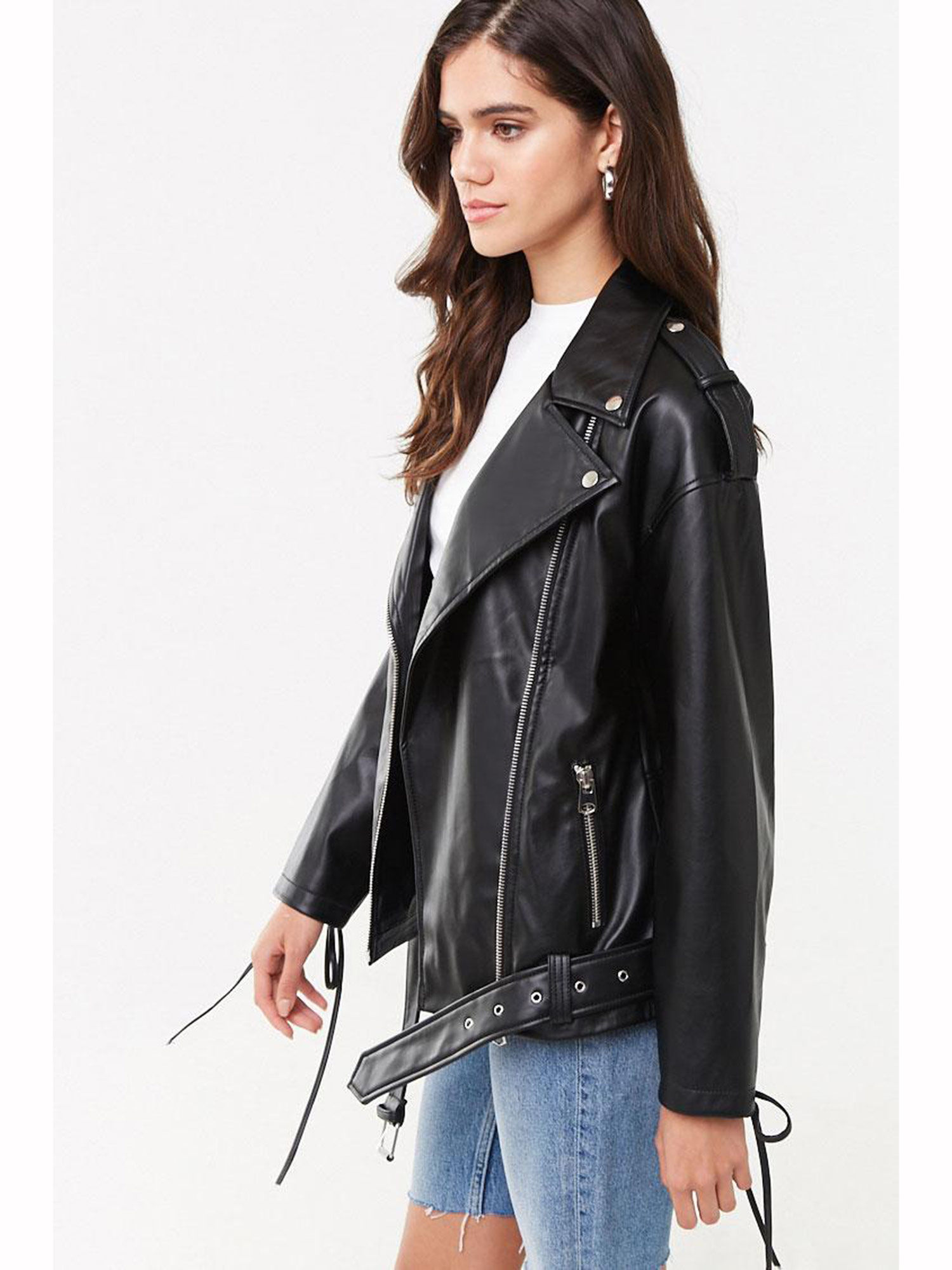Buy Forever 21 Faux Leather Moto Jacket 