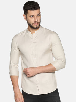 SHOWOFF - Cotton Off White Solid Slim Fit Shirt