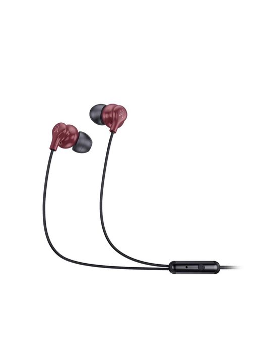 FINGERS SoundBoss Wired Earphones (In-Built Mic, Sturdy Cable and L-pin Connector) - Burgundy