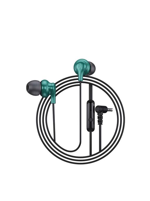 FINGERS SoundBoss Wired Earphones (In-Built Mic, Sturdy Cable and L-pin Connector) - Emerald Green