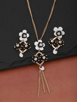 Carlton London - Multi-Color Brass Necklace And Earrings (Set Of 2)