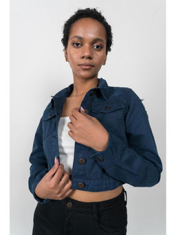 FREAKINS - Navy Ripped Cropped Jacket