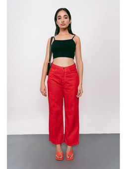FREAKINS - Red Wide Leg Jeans
