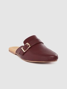 Twenty Dresses by Nykaa Fashion - Buckled To You Maroon Mules