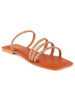 Ek_agga - Embroidered Tan Flat