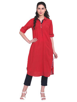 Biba - Red Solid Kurta