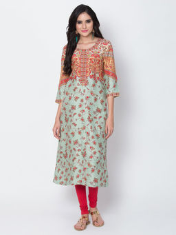 Biba - Green Floral Kurta