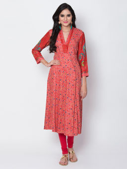 Biba - Red Floral Kurta
