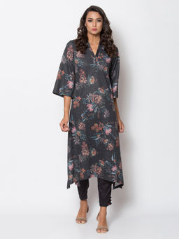 Biba - Black Floral Kurta