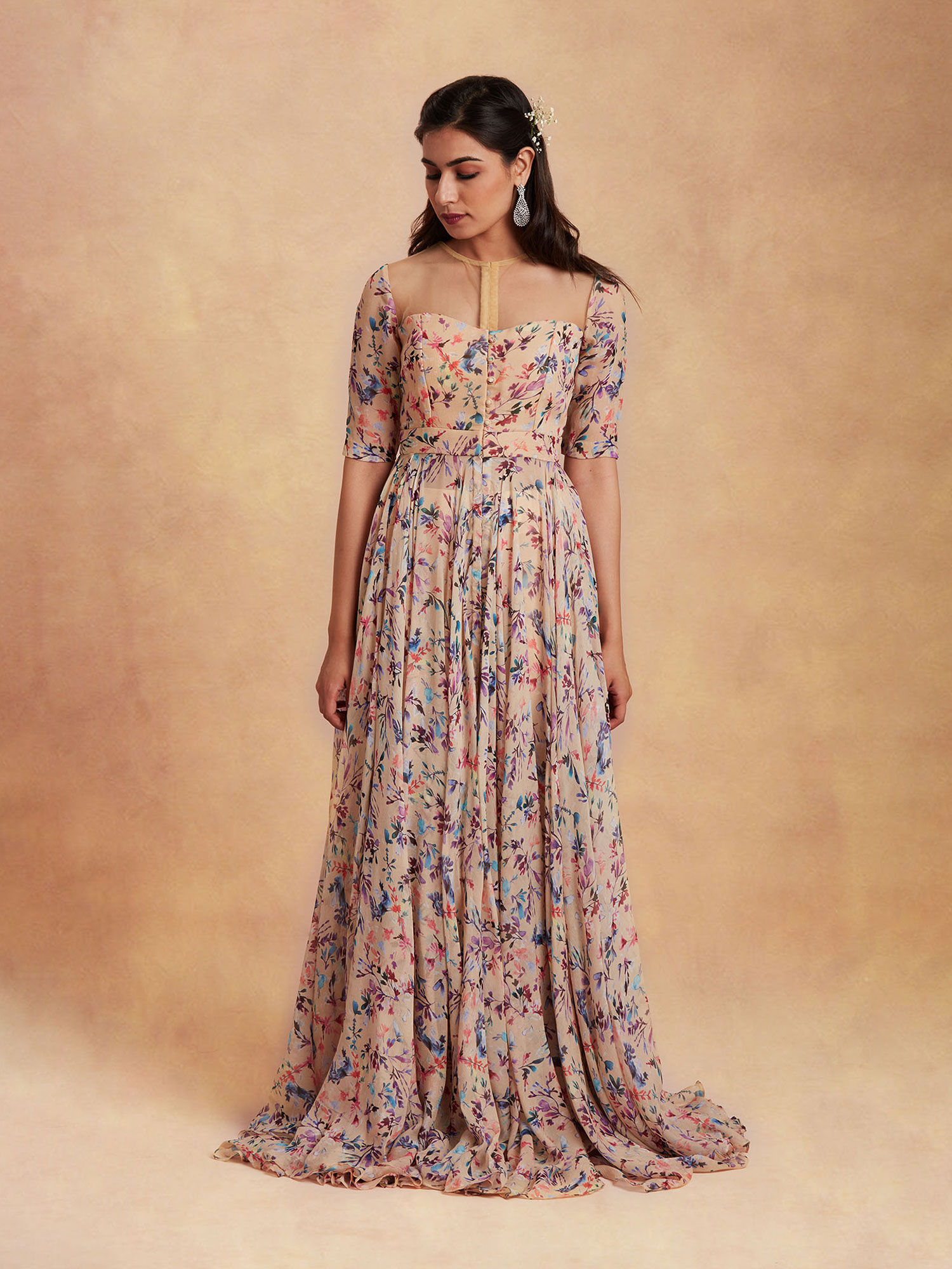 floral print anarkali suits