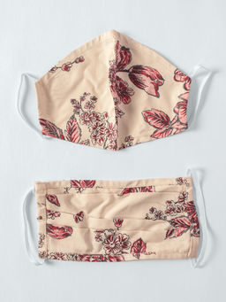 Twenty Dresses by Nykaa Fashion - Beige Floral Printed Reusable Face Mask (Pack of 2)