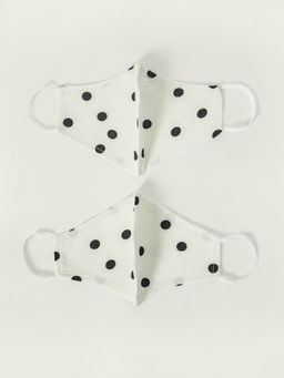 Twenty Dresses by Nykaa Fashion - White Polka Dot Printed Reusable Face Mask (Pack of 2)