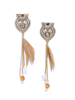 Jewels Galaxy - Beige Gold Plated Handcrafted Contemporary Drop Earrings
