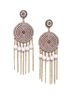 Jewels Galaxy - Multi-Color Antique Beaded Handcrafted Circular Drop Earrings