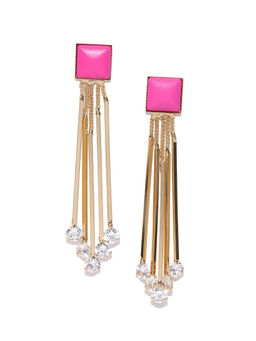 Jewels Galaxy - Pink Gold Plated Handcrafted Drop Earrings