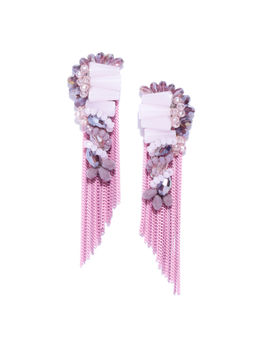 Jewels Galaxy - Pink Gold Plated Handcrafted Tasselled Drop Earrings