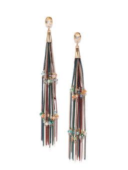 Jewels Galaxy - Multi-Color Tasselled Handcrafted Contemporary Drop Earrings