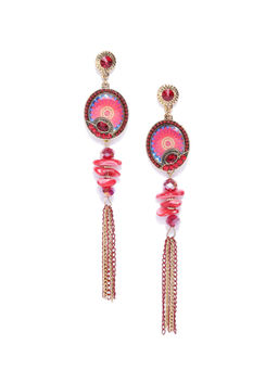 Jewels Galaxy - Red Gold Plated Handcrafted Contemporary Drop Earrings