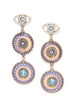 Jewels Galaxy - Multi-Color Antique Handcrafted Circular Drop Earrings