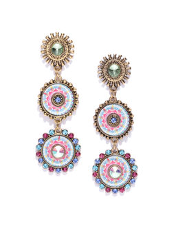 Jewels Galaxy - Multi-Color Handcrafted Circular Drop Earrings