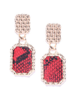 Jewels Galaxy - Red Gold Plated Handcrafted Geometric Drop Earrings