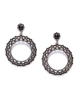 Jewels Galaxy - Black Copper Plated Handcrafted Circular Drop Earrings