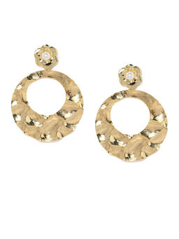 Jewels Galaxy - Gold Plated Beaded Handcrafted Circular Drop Earrings