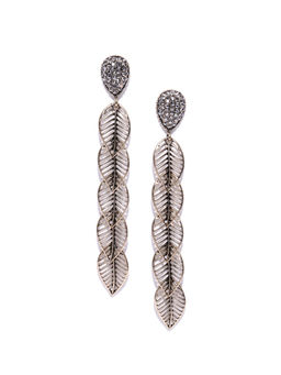 Jewels Galaxy - Copper Plated Handcrafted Leaf Shaped Drop Earrings